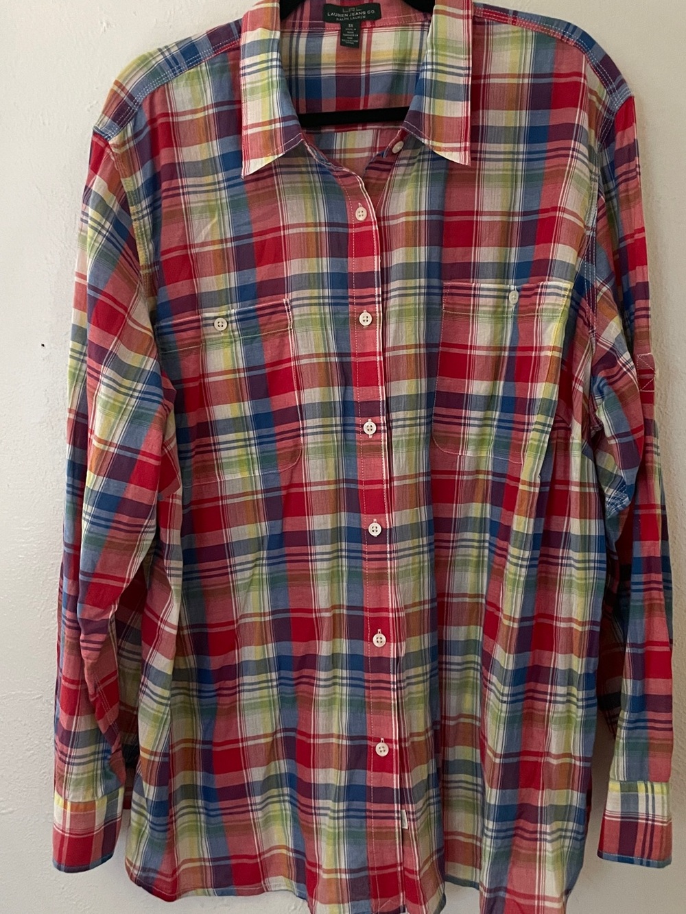 Ralph Lauren Jeans Co Madras Plaid Lightweight Cotton Button-Up Shirt 3X